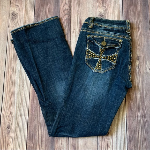 LA Idol Embellished Denim Jeans Size 11 - Picture 3 of 5